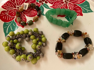 REAL STONE STRETCH BRACELETS LOT OF 4, FOUND IN AN ATTIC BRAND NEW
