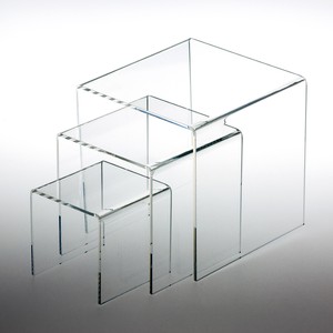 Set of 3 Clear Acrylic Display Riser (3", 4", 5" ) Jewelry Showcase Fixtures