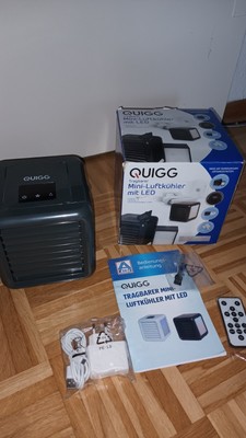 QUIGG Tragbarer Mini Luftkühler mit LED 7W 2 x350ml Wassertank 