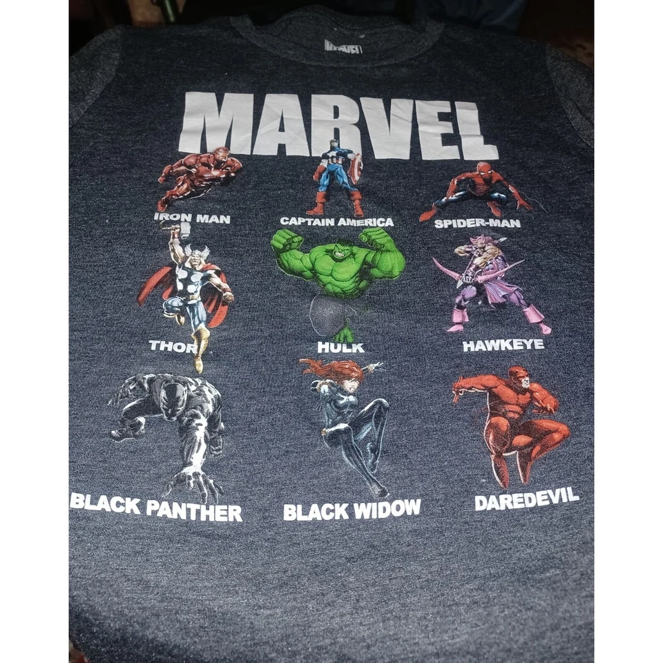 Marvel Super Heros Youth Graphic Tee Medium Gray Multi-Color Graphic - Image 2 of 3