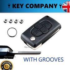 4 Button Remote Key FobHU83 Blade Flip Fit for Citroen C8 KIT WITH GROOVES