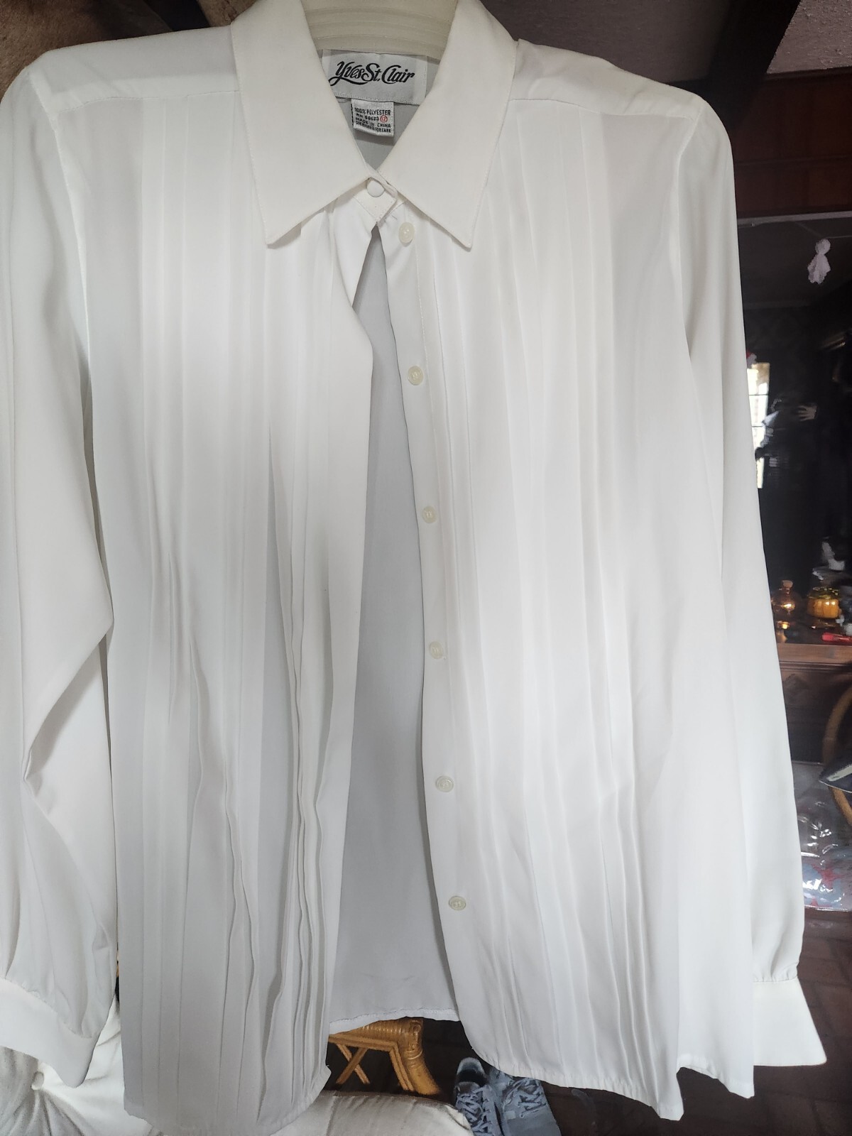 CAMICIA ABITO MANICA LUNGA BIANCA VINTAGE ANNI 80 YSL YVES SAINT LAURENT TAGLIA 12