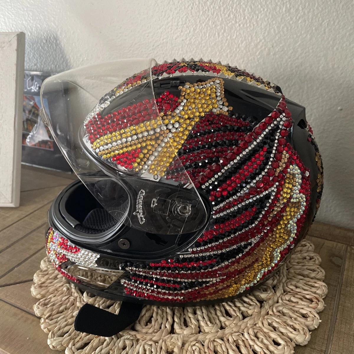 CKX Full Face Helmet Ladies XS Bling Swarovski Rhinstones Red