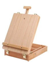 DEAYOU Wood Tabletop Easel Storage Box Beechwood Portable Sketchbox for Paint...
