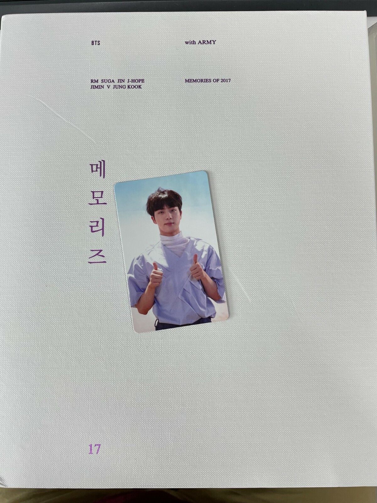 BTS Bangtan Boys Memories of 2017 DVD Set Opened with Jin Photo card