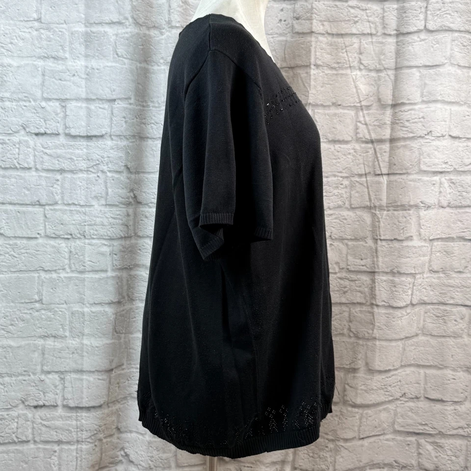 Blusa Maggie Barnes Tejida Para Mujer 4XL Manga Corta Informal Cuentas Lentejuelas Negra Foto 4 de 4