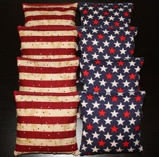 All Weather Patriotic AMERICAN STARS Blue Red Cornhole Bean Bags ACA Regulation