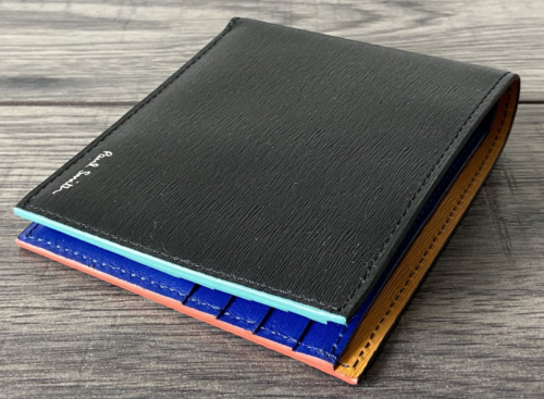PAUL SMITH STRAW GRAINED LEATHER WALLET ARTIST STRIPE LINING MADE IN ITALY BNIB - Bild 3 von 10