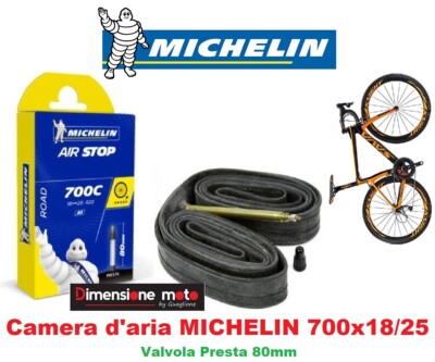 Box 20 Camere D'aria Michelin Air Stop A1 700×18/25 Valvola Presta 40mm - Foto 5