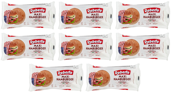 8X Roberto Maxi Hamburger Integrale Brot Mit Vollkornmehl Und SesamköRnern 300G-image