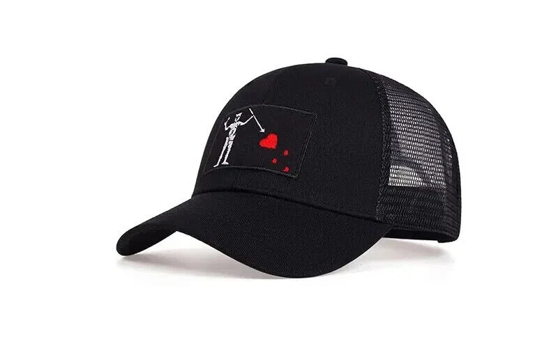 Edward Teach Blackbeard Skeleton Pirate Flag Hat. Snapback. FREE SHIPPING.