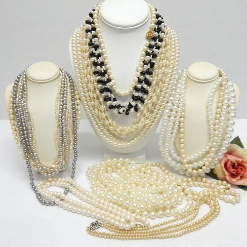 VINTAGE TO NOW FAUX PEARL BEAD COSTUME JEWELRY NECKLACE LOT