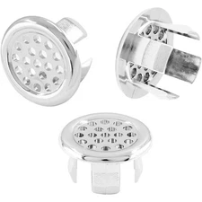 3 Pack Chrome Plated Overflow Drain Cover with Plastic Mesh Insert for Bathroom