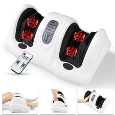 Shiatsu Foot Massager Kneading and Rolling Leg Ankle w/ Remote Control White