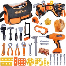 Tool Set,52PCS Tool Set with Drill  Tape Measure, Pretend Play Construction ...