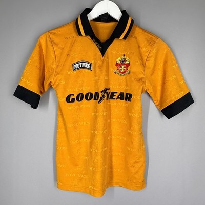 WOLVERHAMPTON WANDERERS 1995/1996 HOME FOOTBALL SHIRT VINTAGE NUTMEG SIZE 30/32