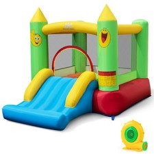 Inflatable Bounce House w/ 370W Blower Slide Jumping Area  Basketball Hoop