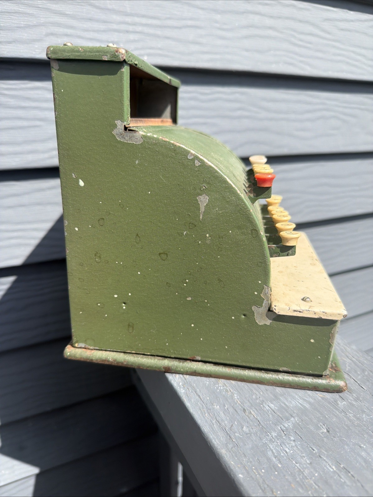 как выглядит Vntg Tom Thumb Toy Cash Register Green Metal 1950 Western Stamping Co USA Works фото