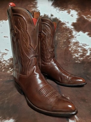 Lucchese Handmade Brown Leather Western Cowboy Boots Mens  display picture 2
