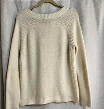 Talbots Womens Ivory Knit Pullover Sweater, Size L, 70 Nylon/30 Lambswoool