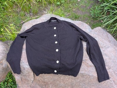 LC Waikiki Basic Black Button Front Cardigan Sweater Women s
