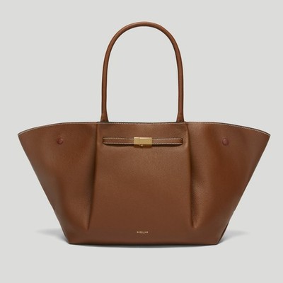 DeMellier The New York Tan Small Grain Leather Work Bag Ecru Stitch NEW w/ Tags