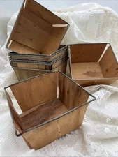 Vintage Berry Basket Lot/10 Split Wood Metal Rim Fruit Box Farmhouse Country