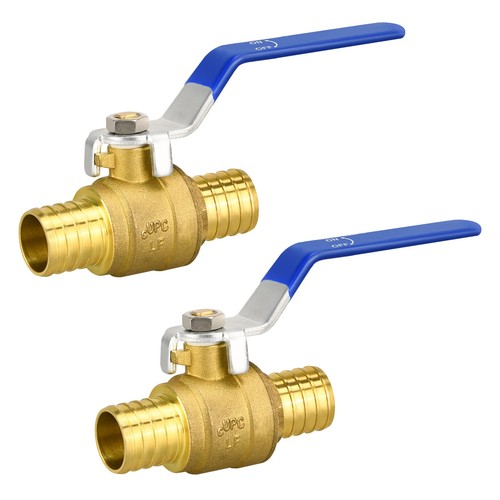 2 PCS 1 Inch PEX Ball Valve Brass Full Port Shut Off Water Stop Plumbing