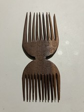 Hand-Carved Wooden Comb African Style Decorative Hair Pick Tribal Design