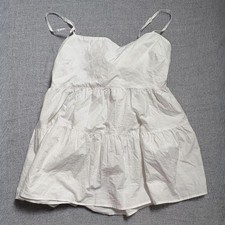American Eagle White Tiered Spaghetti Strap Tie-Back Mini Dress Size M