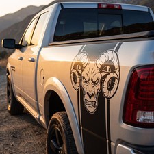 Angry Ram Mascot Truck Bed Decals For Dodge Ram Set Of 2 Side Bed Stripes