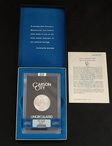 1883-CC Morgan Silver Dollar GSA NGC Graded MS63 #429548-019 w/ Box & COA