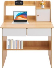 Kids Study Desk with 2 Drawers, Wooden Study Table for Home Learning, 31.5 x 18.
