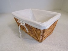 Designer Bamboo Basket with Cloth Liner 12in x 8.5in x 5.5in Tan/Cream