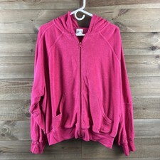 Offline By Aerie Womens Sweatshirt Summer Lights Terry Full Zip Hood Pink Large