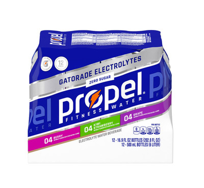 Propel Electrolyte Drinking Water, 3 Flavor Variety Pack, 16.9 fl oz 12 Count.