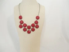 Department Store 18" w 2" ext Gold Tone Burgundy Stone Necklace C513 $36