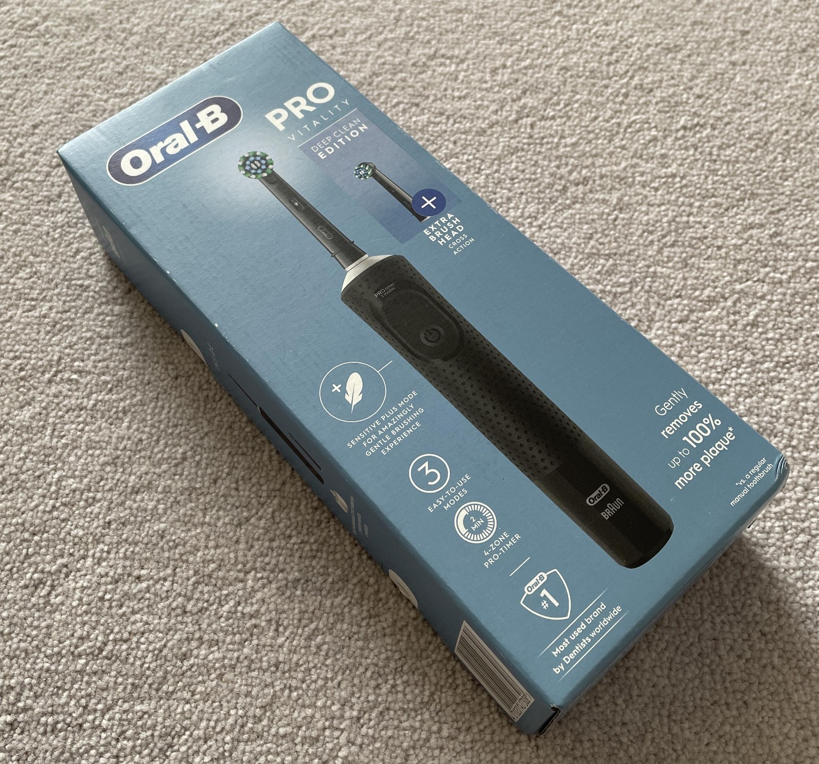 Oral-B: Vitality Pro Deep Clean Edition. Black. One brush head. Box opened/worn. - Image 3
