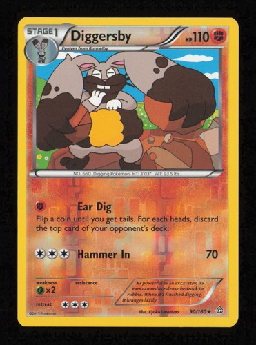 Diggersby 90/160 Rare Primal Clash Pokemon Reverse Holo Lightly Played