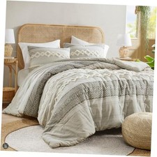 Farmhouse Comforter Set Gray, Full/Queen Size Full/Queen: 90"W x 90"L Grey