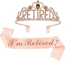 Retirement Party Decorations Retired Tiara/Crown, Retired Sash for Women Retirem