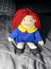 Vintage Eden Madeline Doll 1990 Red Hair Blue Coat Plush Stuffed Animal Toy 9in