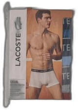 Lacoste Men's Cotton Stretch Essentials Trunks, 3-pack, Light Blue/bright