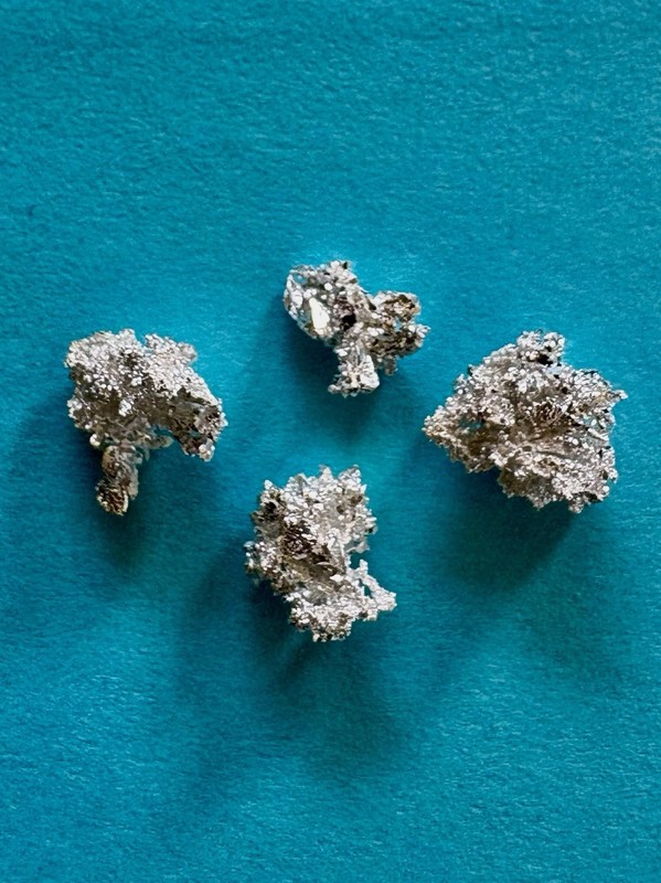 Lot of 4  Fine Silver Crystalline Clusters 1.092 Grams .999+ Pure Precious Metal