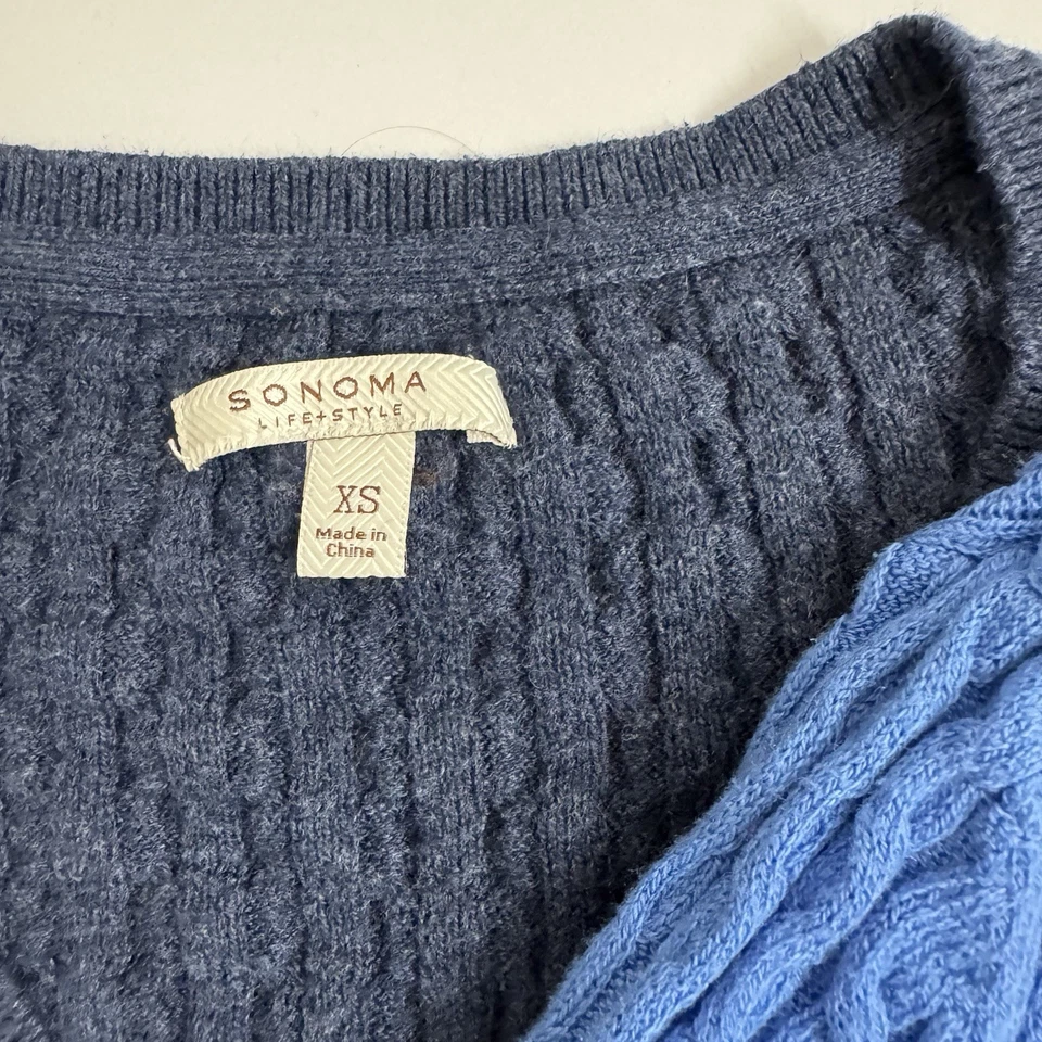 Dos suéteres Sonoma Life + Style para mujer talla XS azul marino azul claro texturizado Foto 2 de 4