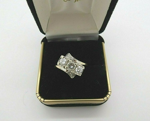 14k Diamond Ring 1 TCW Mid Century Yellow Gold H-I Appraisal $3237 Deco SZ 8.5