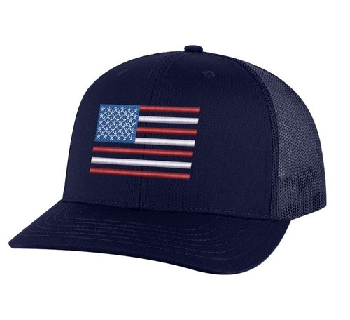 American Flag Trucker Hat - Patriotic Snapback Cap - Embroidered USA Design - Me - Picture 8 of 9