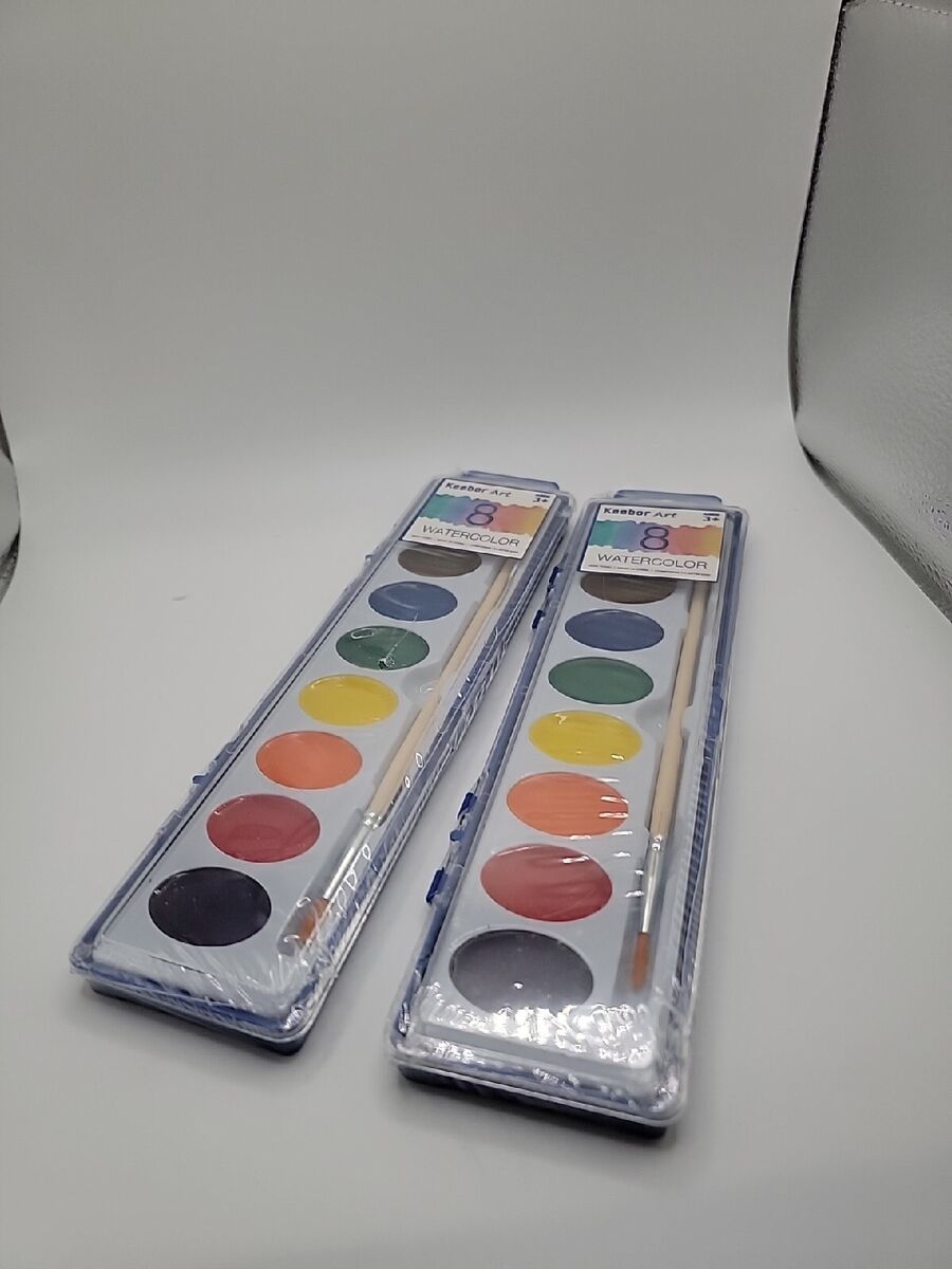 Keebor Basic 8-Colors Washable Watercolor Paint Bulk Set Of 36 With Wood  Brushes