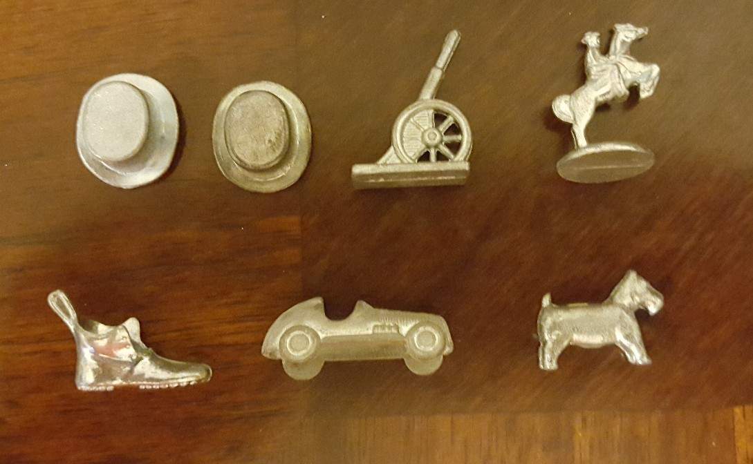 Lot Of 7 Vintage Monopoly Pieces Markers Aluminum/ Metal