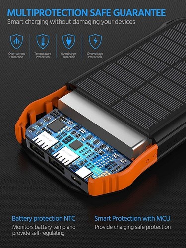 Banque d'énergie solaire portable 20100mAh 2 chargeur de batterie USB téléphone portable iPhone lumière - Photo 4 sur 8